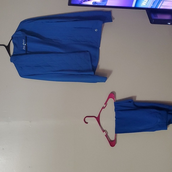 easy stretch Other - Set of royal blue scrub pants and jacket WORE ONCE!!
